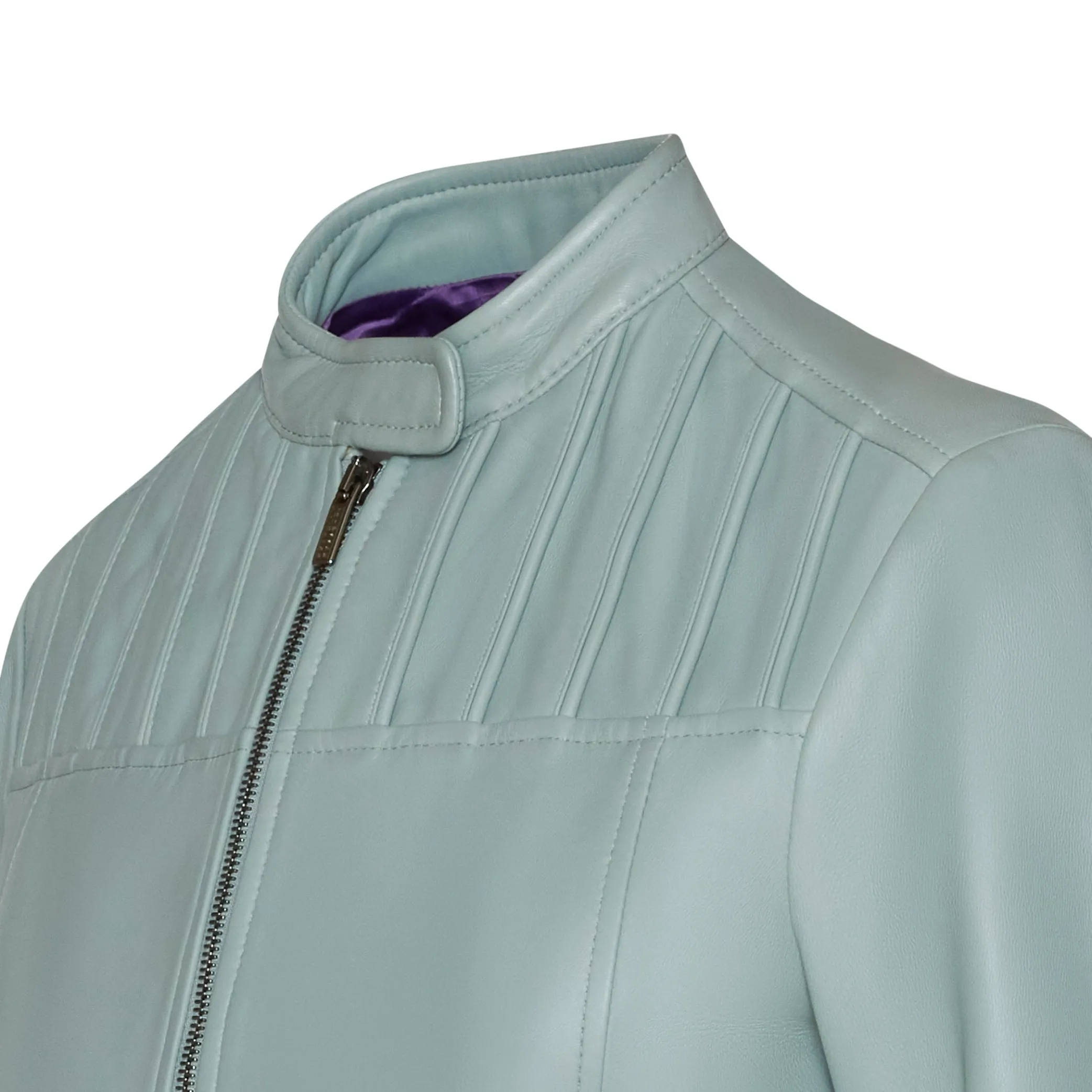 Shop Aqua Green Nappa Leather Jacket | Damen KLEIDUNG