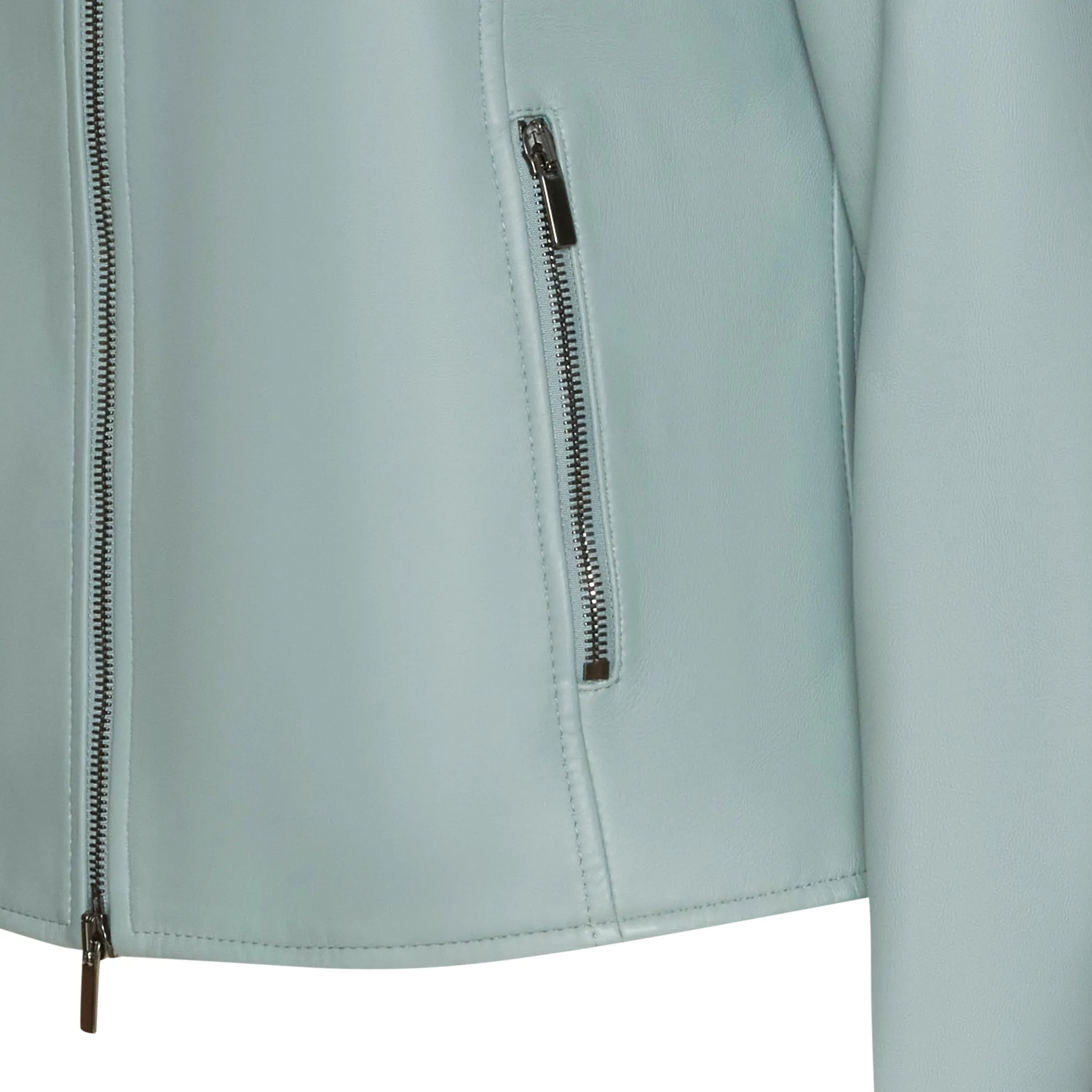Shop Aqua Green Nappa Leather Jacket | Damen KLEIDUNG