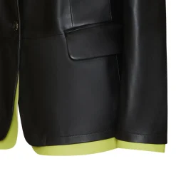 Outlet Nappa Leather Blazer With Contrasting Edging | Damen KLEIDUNG