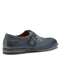 Cheap Blue Leather Double-buckle Derby Shoe | Herren SCHNÜRSCHUHE