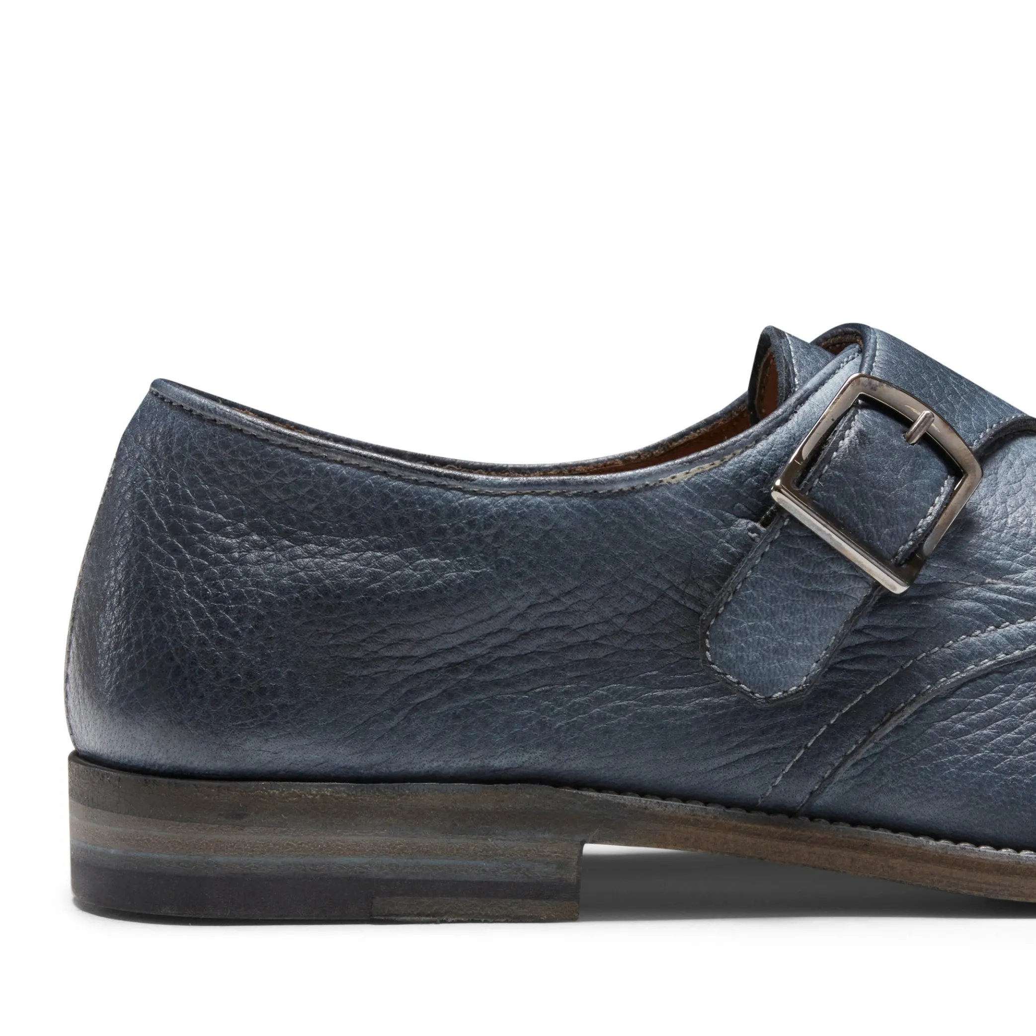 Cheap Blue Leather Double-buckle Derby Shoe | Herren SCHNÜRSCHUHE