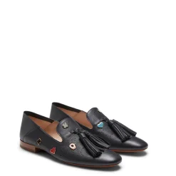 Sale Slipper Donna In Pelle Nera- Damen CHARMS CODE|SLIP ON