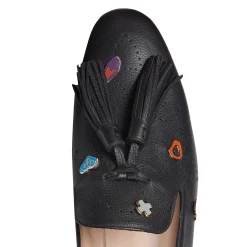 Sale Slipper Donna In Pelle Nera- Damen CHARMS CODE|SLIP ON