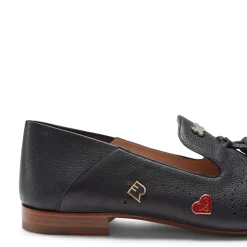 Sale Slipper Donna In Pelle Nera- Damen CHARMS CODE|SLIP ON